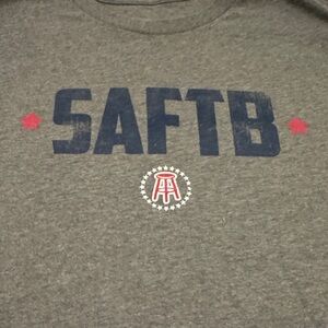 SAFTB Barstool Mens Size M Graphic T-Shirt - Gray and Blue